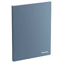 Папка с 20 вкладышами Berlingo "Soft Touch Pro", 17мм, 700мкм, с внутр. карманом, серая, внутр. лило