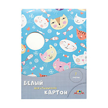 Картон белый А4, 7л. двухст.мелов. 'Веселые кошки'