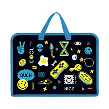 Папка д/тетр. 1отдел.на молнии с ручками А4 Hatber "Стикеры"