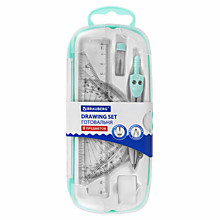 Готовальня BRAUBERG SCHOOL KIT, 8 предметов, циркуль 115 мм, чертежные принадлежности, мятный цвет, 