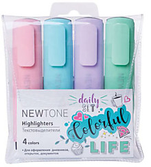 Набор текстовыделителей Hatber Newtone Pastel, 4цв. скошенный 5мм