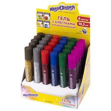Гель с блестками ЮНЛАНДИЯ, для декора, поделок, DIY, творчества, оформления, 10,5 мл, цвета ассорти,