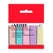 Закладки deVente "Pastel" цветн. 45*12мм, 5цв. 25л, пластиковые, европодвес