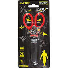 Ножницы 135мм deVente "SuperHero. Assassin" пласт. кольца, защитный футляр, черные с красным