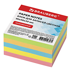 Блок для записей BRAUBERG проклеенный, 9х9х5 см, цветной, 129199