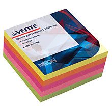 Блок самоклеящийся 76*76мм deVente, 5цв, ассорти неон, 400л