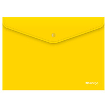 Папка-конверт на кнопке Berlingo "City Style", А4, 200мкм, непрозрачная, желтая