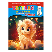 Бумага цветная двухсторонняя мелованная 24л.. 24цв. "Малышка"
