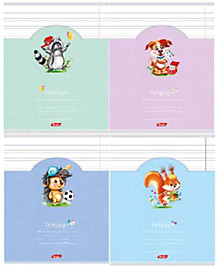 Тетрадь 12л.уз.лин.скрепка Hatber, "Лохматики", скругл.углы