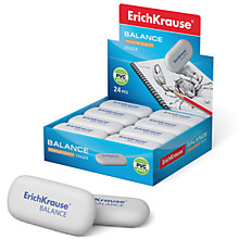 Ластик Erich Krause "Balance Mini" 50*23*9мм, овальный, белый, термопластичная резина, катонный дисп