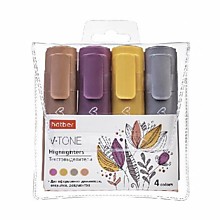 Набор текстовыделителей Hatber V-tone Metallic, 4цв. скошенный 5мм