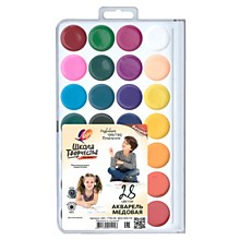 Краски акварельные 28цв Луч "Школа творчества", медовые, без кисти, пластиковая упаковка, европодвес