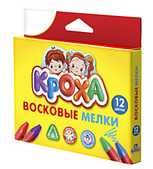 Мелки восковые 12цв Луч "Кроха", трехгранные, картонная упаковка, европодвес