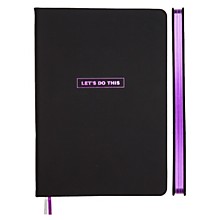 Книжка записная А5, 80л, клетка, сшивка, кожзам, deVente "Black&Metallic", черная с сиреневым, тисне