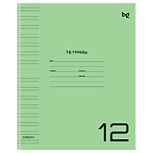 Тетрадь 12л., узкая линия BG "UniTone. Green", пластиковая прозрачная обложка