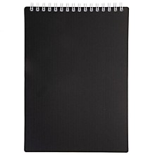 Блокнот А5 80л.кл.гребень,пластик.обл.Hatber "VELVET", черный