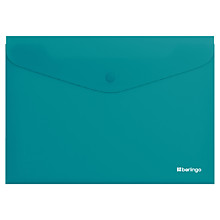 Папка-конверт на кнопке Berlingo "Soft Touch", А4, 200мкм, софт-тач, бирюзовая