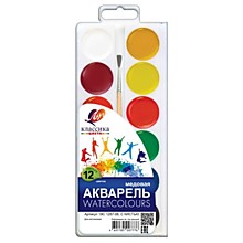 Краски акварельные Луч Классика 12 цв с кистью, пластиковая упаковка