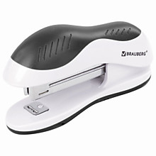 Степлер №10 BRAUBERG "JET", до 15 листов, эргономичный, бело-черный