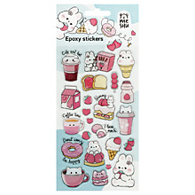 Наклейки гелевые MESHU "Sweet mood", 10*23см, с блестками,  пакет европодвес