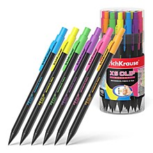 Каранд.мех.Erich Krause "XS Clip Accent" НВ, 0,7мм, клип, корпус пластик, с ластиком, ассорти