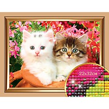 Алмазная мозаика с полным заполнением «Котята», 22х32 см