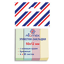 Закладки Attomex цветн. 50*12мм, 4цв. 80л, пастель, бумажные