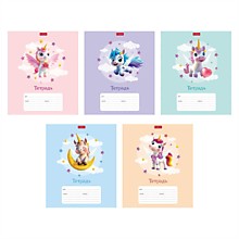 Тетрадь 12л.кос.лин.скрепка Hatber, "Крылатые единорожки" скругл. углы