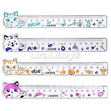 Линейка пластиковая "CAT" гибкая, формованная, 15 см, с запечаткой на корпусе, с индивидуальной марк