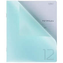 Тетрадь 12л.кос.лин.скрепка Hatber пластиковая обложка, бирюзовая