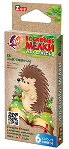 Мелки восковые 6цв Луч "Zoo", шестигранные, картонная упаковка, европодвес