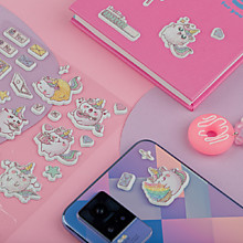 Наклейки объемные MESHU "Cute unicorn", 10*23см, с блестками,  пакет европодвес