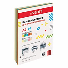 Бумага цветная, А4, 80г, deVente 10 цветов, 100л.