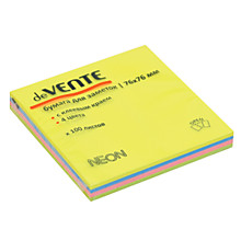 Блок самоклеящийся 76*76мм deVente, 4цв, ассорти неон, 100л