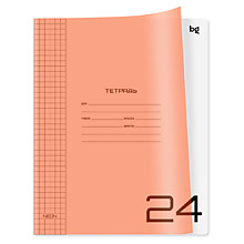 Тетрадь 24л., клетка BG "UniTone. Neon", пластиковая обложка, неон оранжевый