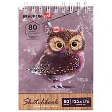 Скетчбук, белая бумага 120 г/м2 125х176 мм, 80 л., гребень, твердая обложка, BRAUBERG ART DEBUT, 112